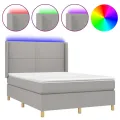 cadre de lit matelas LED Gris clair 140x190 cm Tissu