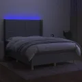 cadre de lit matelas LED Gris clair 140x190 cm Tissu
