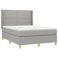 cadre de lit matelas LED Gris clair 140x190 cm Tissu