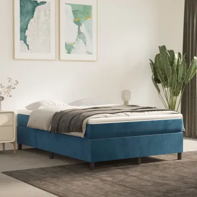 cadre de lit et matelas Bleu foncé 140x200cm Velours