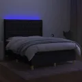 cadre de lit matelas et LED Noir 140x190 cm Tissu