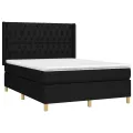 cadre de lit matelas et LED Noir 140x190 cm Tissu