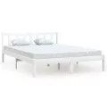 Cadre de lit Blanc Bois de pin massif 140x190 cm
