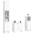 Ensemble de meubles salle de bain 3 pcs blanc bois d'ingénierie