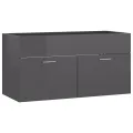 Armoire d'évier Gris brillant 90x38,5x46 cm Aggloméré