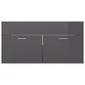Armoire d'évier Gris brillant 90x38,5x46 cm Aggloméré