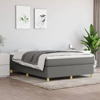 cadre de lit avec matelas Gris foncé 140x190cm Tissu
