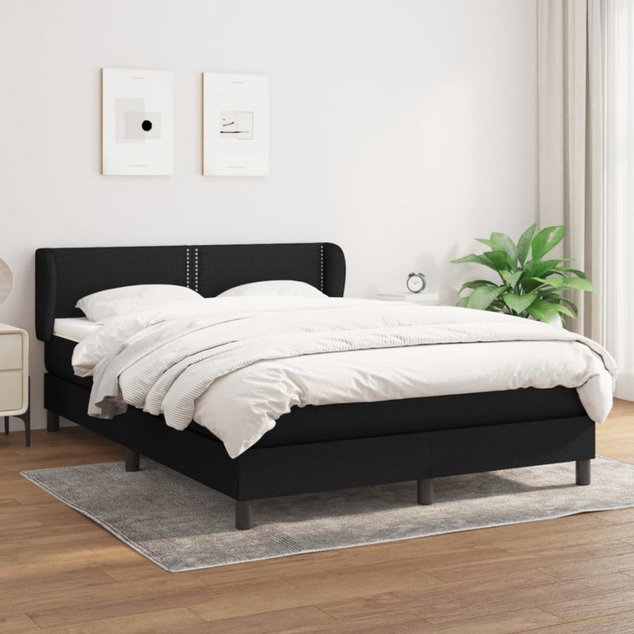 cadre de lit avec matelas Noir 140x190 cm Tissu