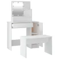 Ensemble de coiffeuse avec LED Blanc Bois d'ingénierie