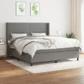 cadre de lit avec matelas Gris foncé 160x200cm Tissu