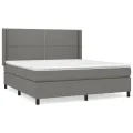 cadre de lit avec matelas Gris foncé 160x200cm Tissu