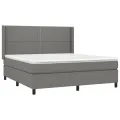 cadre de lit avec matelas Gris foncé 160x200cm Tissu