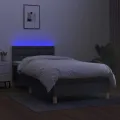 cadre de lit avec matelas et LED Gris foncé 90x190cm