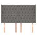 Tête de lit avec oreilles Gris foncé 147x23x118/128 cm Tissu