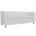 Canapé à 3 places Cuir synthétique Blanc