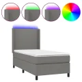 cadre de lit matelas LED Gris foncé 100x200 cm Tissu