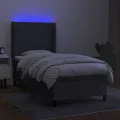 cadre de lit matelas LED Gris foncé 100x200 cm Tissu