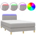 cadre de lit matelas LED Gris clair 120x200 cm Tissu