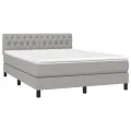 cadre de lit avec matelas Gris clair 140x190cm Tissu