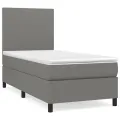 cadre de lit avec matelas Gris foncé 100x200cm Tissu