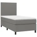 cadre de lit avec matelas Gris foncé 100x200cm Tissu