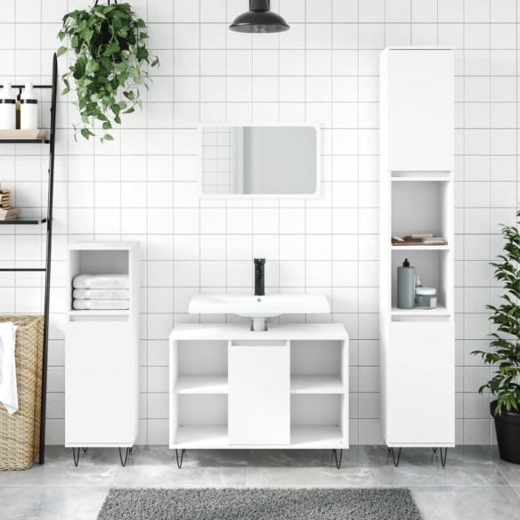 Ensemble de meubles salle de bain 3 pcs blanc bois d'ingénierie