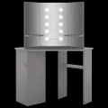 Coiffeuse d'angle avec LED Gris béton 111x54x141,5 cm