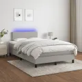 cadre de lit matelas LED Gris clair 120x200 cm Tissu
