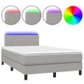 cadre de lit matelas LED Gris clair 120x200 cm Tissu