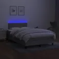 cadre de lit matelas LED Gris clair 120x200 cm Tissu