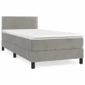cadre de lit et matelas Gris clair 100x200cm Velours
