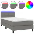 cadre de lit avec matelas et LED Gris foncé 90x190cm