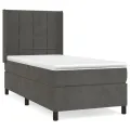 cadre de lit avec matelas Gris foncé 100x200 cm