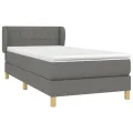 cadre de lit et matelas Gris foncé 90x190 cm Tissu