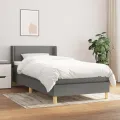 cadre de lit avec matelas Gris foncé 80x200 cm Tissu