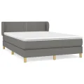 cadre de lit avec matelas Gris foncé 140x190cm Tissu