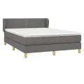 cadre de lit avec matelas Gris foncé 140x190cm Tissu