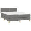 cadre de lit avec matelas Gris foncé 140x200cm Tissu
