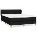 cadre de lit avec matelas Noir 140x190 cm Tissu