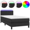 cadre de lit avec matelas et LED Noir 100x200cm