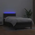 cadre de lit avec matelas et LED Noir 100x200cm