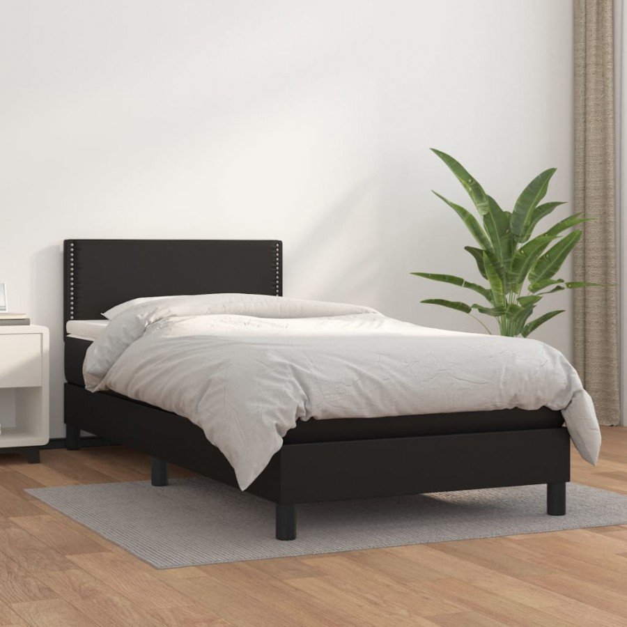 cadre de lit avec matelas Noir 100x200 cm Similicuir