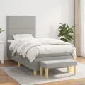 cadre de lit avec matelas Gris clair 100x200cm Tissu