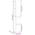 Armoire de salle de bain noir 25x26,5x170 cm bois d'ingénierie