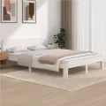 Cadre de lit Blanc Bois de pin massif 140x200 cm