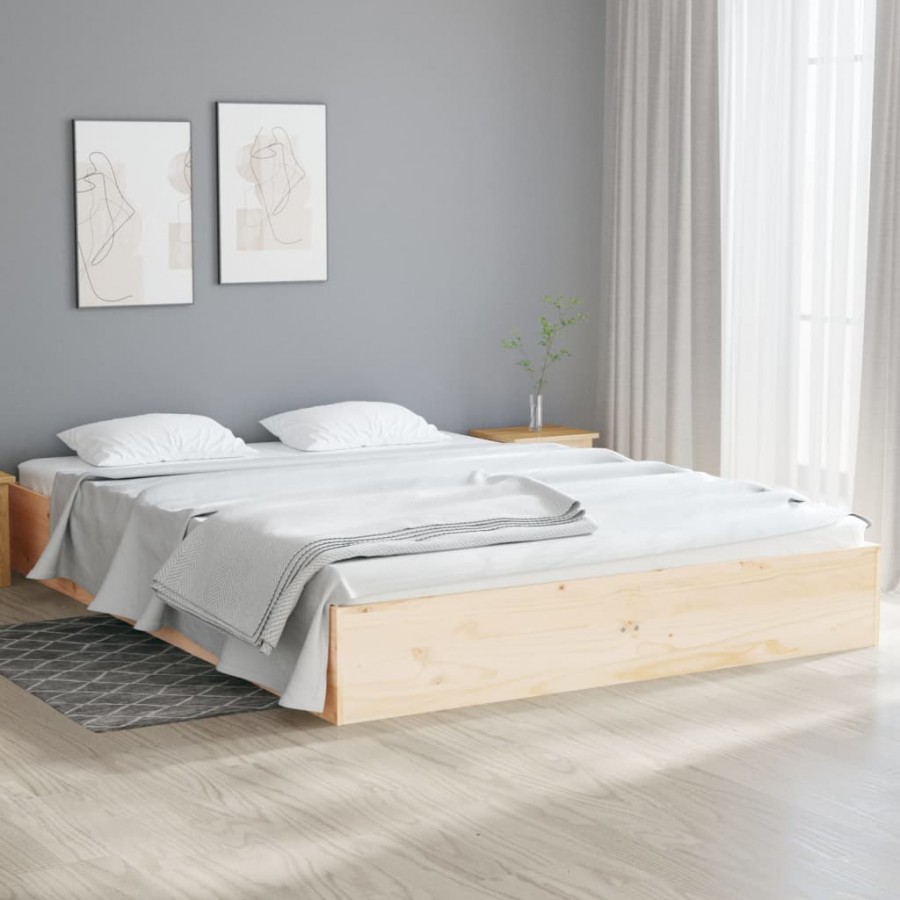 Cadre de lit bois massif 135x190 cm double