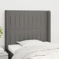 Tête de lit avec oreilles Gris foncé 103x16x118/128 cm Tissu