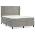 cadre de lit et matelas Gris clair 140x200cm Velours