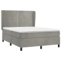 cadre de lit et matelas Gris clair 140x200cm Velours