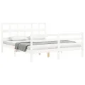 Cadre de lit avec tête de lit blanc King Size bois massif